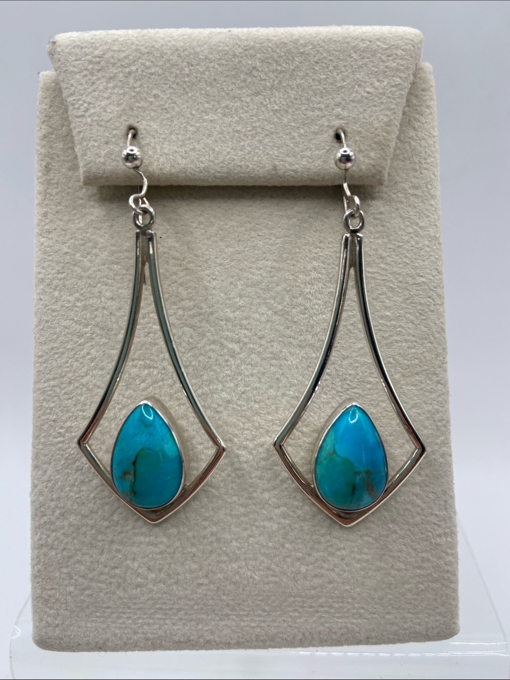 Jay King Sterling Silver 925 Kingman Blue Turquoise Dangle Earrings Southwest